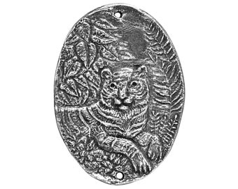 Tiger Pewter Metal Pendant Link 1.5 inch (40 mm) by Green Girl Studios