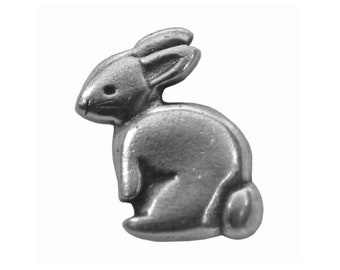 Bunny Metal Button 3/4 inch (18 mm) Antique Silver Color Shank Button by Danforth Pewter