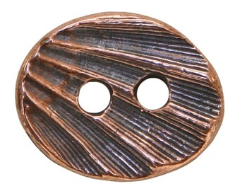 Set of 4 Oval Shell 5/8 inch (17 mm) Two Hole Copper Plated Pewter Metal Buttons by TierraCast