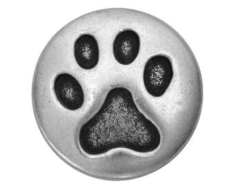 Set of 3 Cat Paw 3/4 inch (20 mm) Metal Buttons Antique Silver Color (TBC)