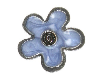 Baby Blue Flower Metal Button 3/4 inch (20 mm) Antique Silver Color Shank Button by Danforth