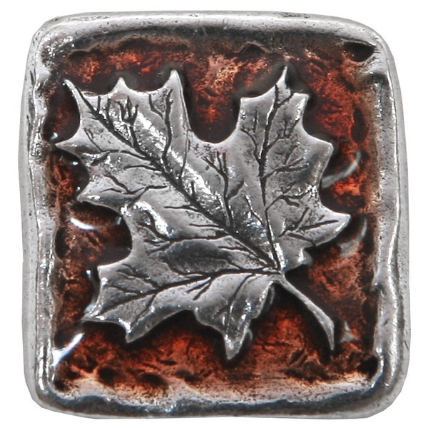 Autumn Maple Leaf Metal Button 13/16 inch (21 mm) Antique Silver Color Shank Button by Danforth Pewter