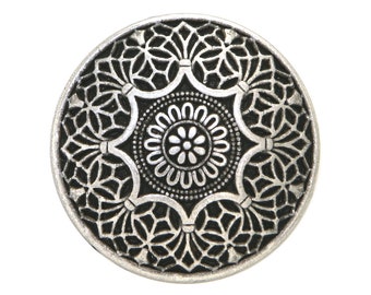 Set of 6 Safi 9/16 inch (15 mm) Metal Buttons Antique Silver Color (TBC)