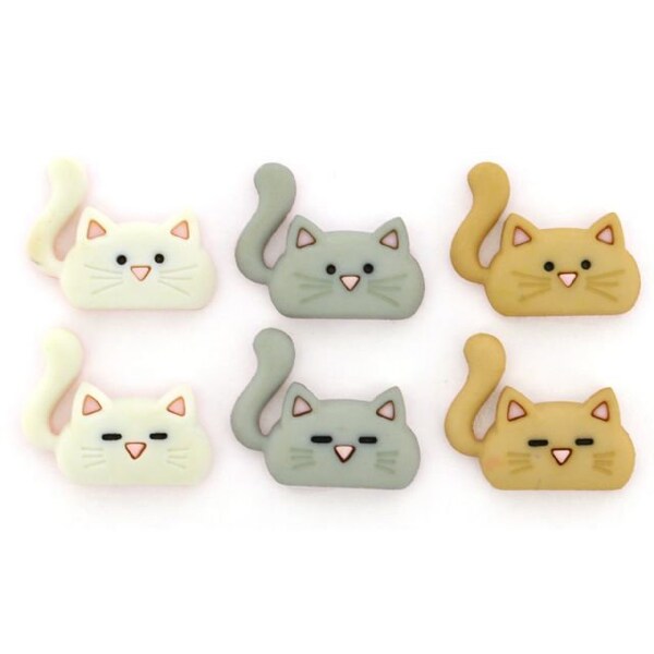 Coolest Cats Kittens Set of 6 Buttons Jesse James Novelty Embellishments