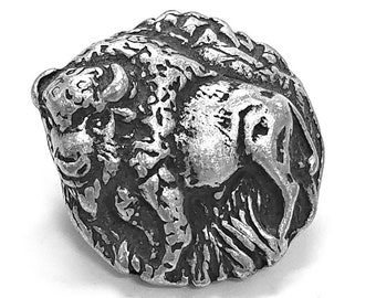Buffalo 7/8 inch (22 mm) Pewter Metal Button Antique Silver Color by Blackhawk Trading Co.
