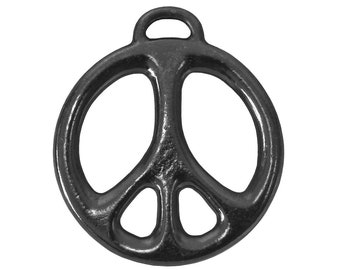 Set of 4 Peace 1 inch (27 mm) Black Plated Pewter Pendants by TierraCast