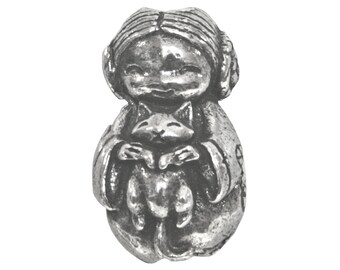 Kokeshi Doll Pewter Metal Bead 13/16 inch (20 mm) by Green Girl Studios