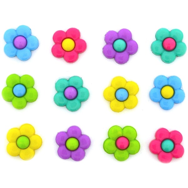 Sun Seekers Flowers Package of 12 Buttons Jesse James Novelty Embellishments