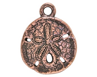 Set of 4 Sand Dollar 13/16 inch (21 mm) Copper Plated Pewter Charms by TierraCast