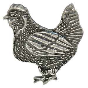 Chicken Metal Button 7/8 inch (23 mm) Antique Silver Color Shank Button by Danforth Pewter