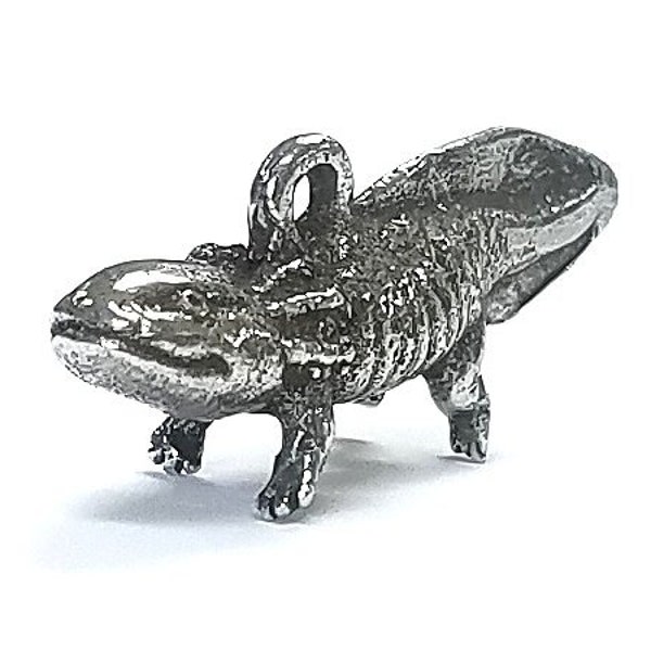 Axolotl Salamander Pewter Metal Pendant 1.25 inch (31 mm) by Green Girl Studios