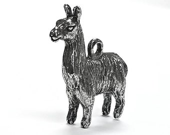 Llama Pewter Metal Pendant 1 & 1/8 inch (28 mm) by Green Girl Studios