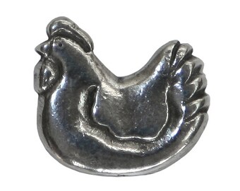 Hen Metal Button 11/16 inch (17 mm) Antique Silver Color Shank Button by Danforth Pewter