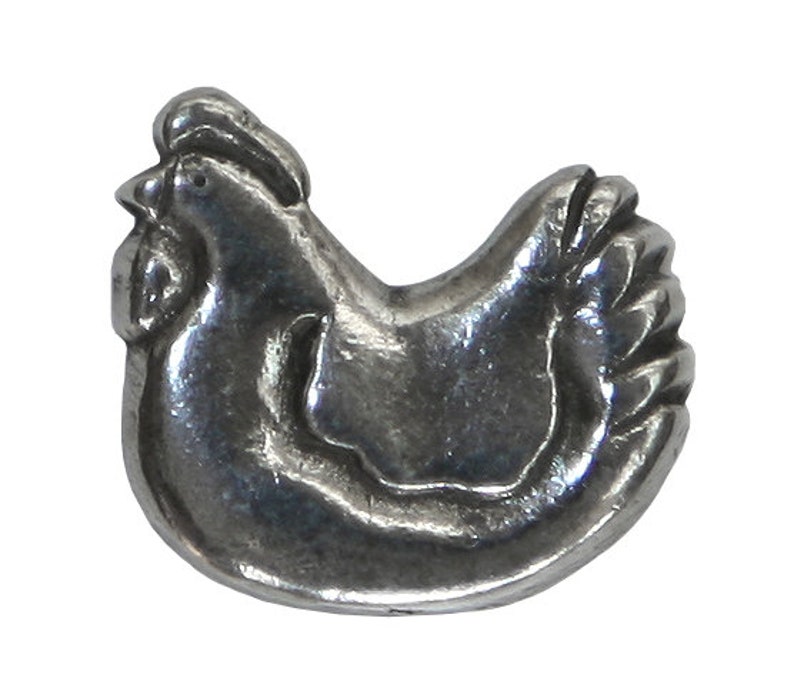 Hen Metal Button 11/16 inch 17 mm Antique Silver Color Shank Button by Danforth Pewter image 1