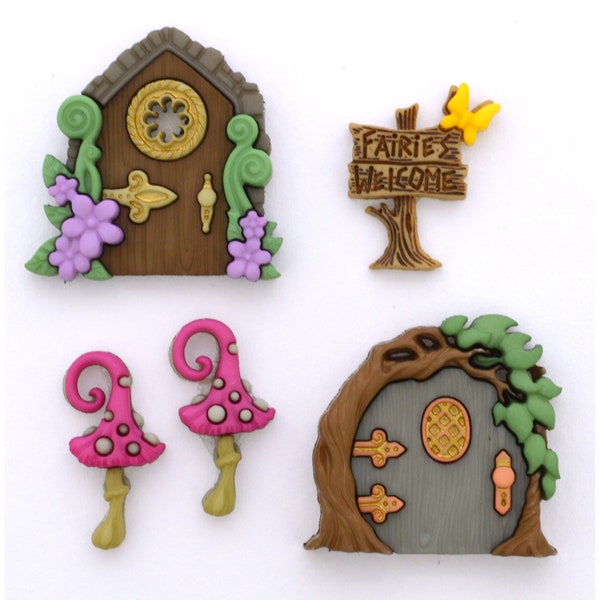 Believe in Fairies Package of 5 Buttons Jesse James Novelty Embellishments