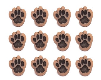 Tiny Dog Paws Brown 3/8 inch Set of 12 Buttons Jesse James Novelty Embellishments