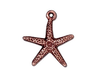 Set of 4 Sea Star Starfish 3/4 inch (20 mm) Copper Plated Pewter Charms by TierraCast