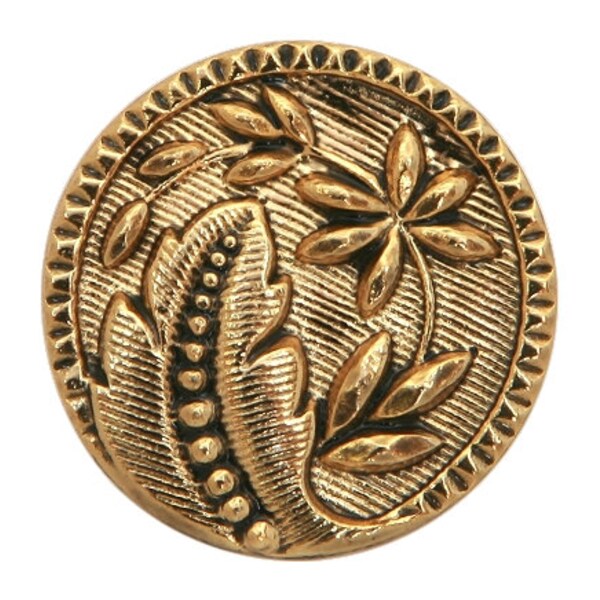 Set of 2 Leaves 13/16 inch (21 mm) Metal Button Antique Gold Color by Susan Clarke