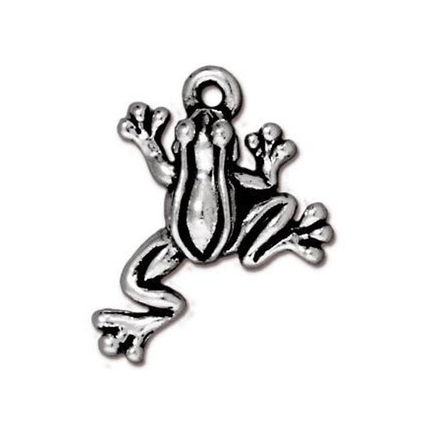 Set of 3 Leap Frog 3/4 inch (19 mm) Silver Plated Pewter Metal Charms by TierraCast