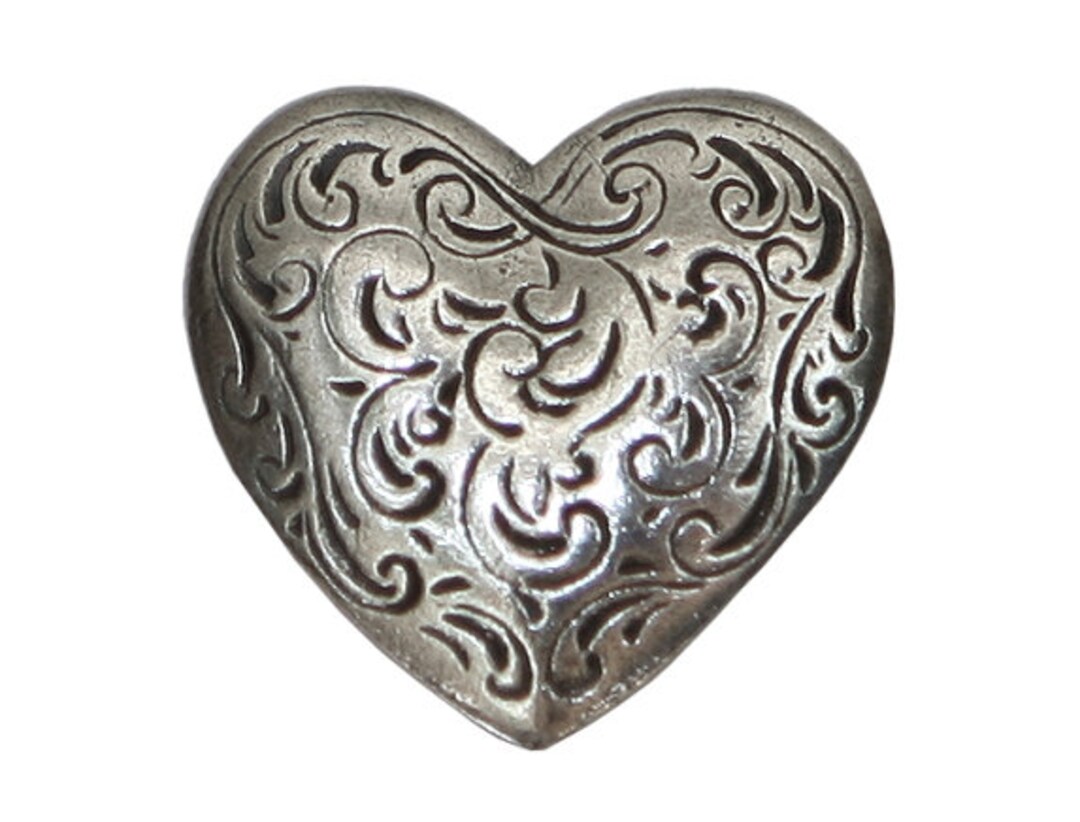 Florentine Heart Metal Button 7/8 Inch 23 Mm Antique Silver - Etsy