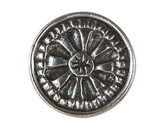 Large Mystical Mandala Metal Button 13/16 inch (20 mm) Antique Silver Color Shank Button by Danforth Pewter