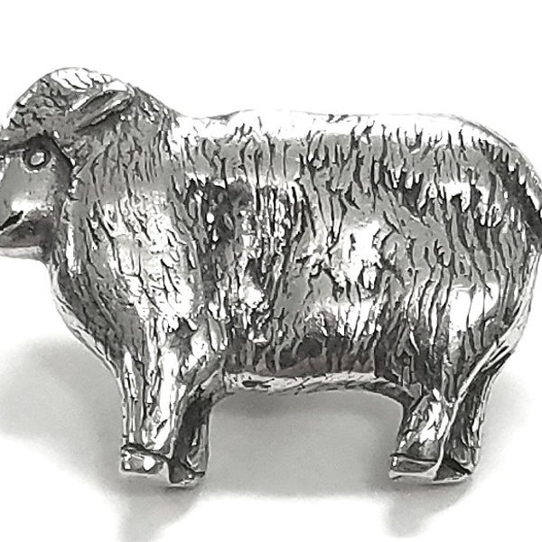 Lamb Metal Button 7/8 inch (22 mm) Antique Silver Color Shank Button by Danforth Pewter