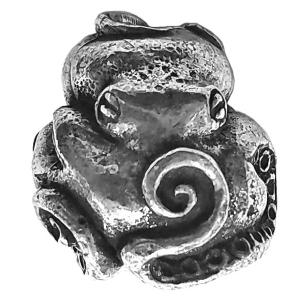 Octoball Octopus Pewter Metal Bead 3/4 inch (20 mm) by Green Girl Studios