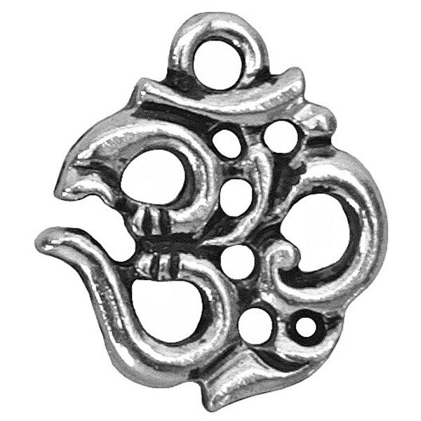 Set of 4 Om Symbol 9/16 inch (14 mm) Pewter Charms Antique Silver Color by Contemporary Beads