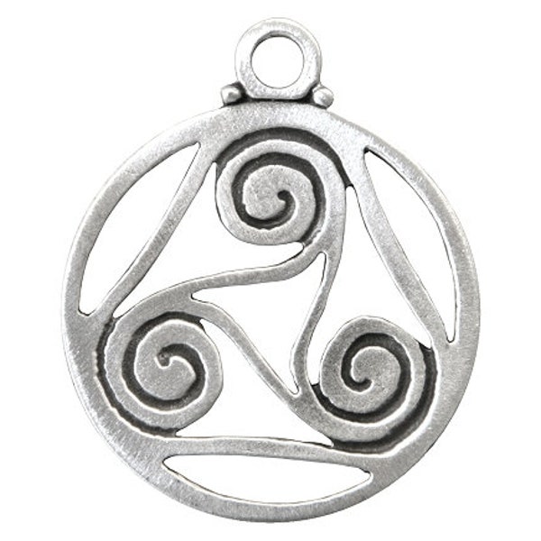 Celtic Spiral 1 & 5/8 inch (41 mm) Pewter Metal Pendant by TreasureCast