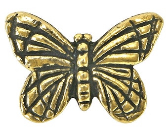 Set of 6 Monarch Butterfly 5/8 inch (15 mm) Gold Plated Pewter Beads by TierraCast