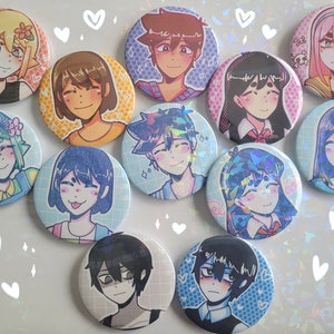NEW- Holographic Omori button pins