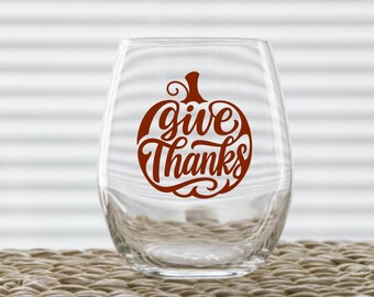 Acorn Pumpkin Stemless Wine Glass - Etsy
