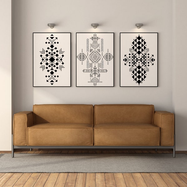 4 Set Handcrafted Berber Wall Art, Moroccan Symbol Decor, Amazigh-inspired, North African Art