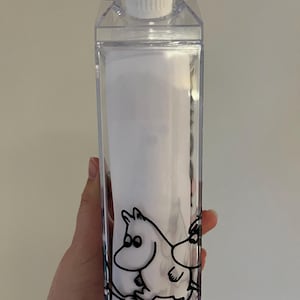 moomin reusable water bottle | clear | 500ml eco water bottle | milk carton style