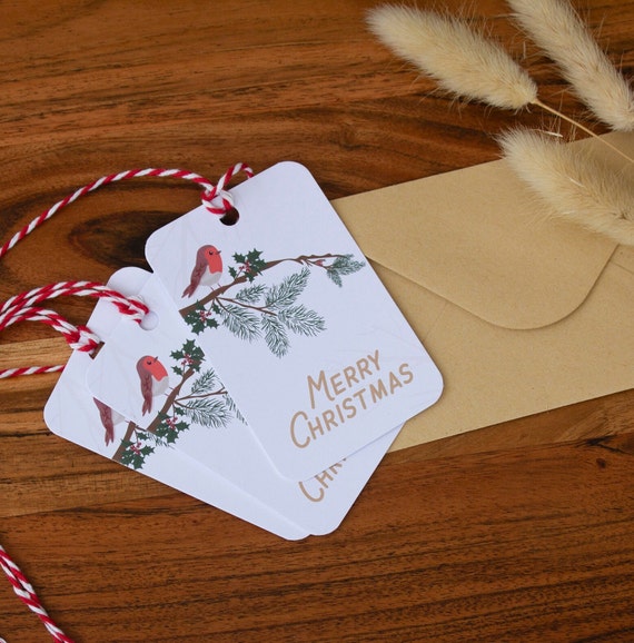 Robin Christmas Gift Tags Present Labels Cozy Christmas 