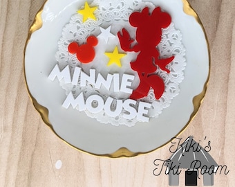 MINNIE MOUSE Acryl Disney-geïnspireerde versieringen / Voor plakboeken / Kaarten / Tijdschriften / DIY-projecten
