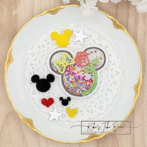 BEAUTY SHAKER 3D Resin with 7 Acrylic Pieces / For Scrapbooks / Cards/ Journals/ DIY Projects / Planner / Bookmark