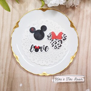 MOUSE LOVE N.º 2 Juego de 3 adornos de resina con parte posterior plana para álbumes de recortes, tarjetas, diarios y proyectos de bricolaje