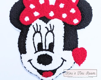 GROTE MINNIE Head chenille geborduurde patch/naai patch/voor plakboeken/dagboeken/doe-het-zelfprojecten
