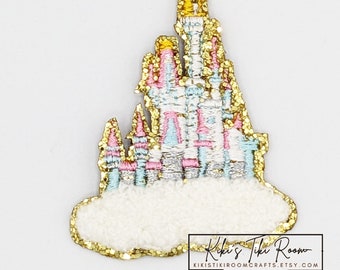 CASTLE DISNEY Chenille Embroidered Iron On Patch/ Sew on Patch/For Scrapbooks /Journals/ DIY Projects