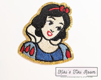 PRINCESS SNOW White Embroidered Iron On Patch/ Sew on Patch/For Scrapbooks /Journals/ DIY Projects