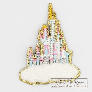CASTLE DISNEY Chenille Embroidered Iron On Patch/ Sew on Patch/For Scrapbooks /Journals/ DIY Projects