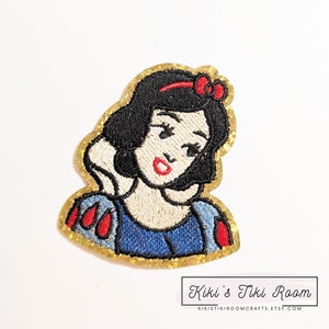 PRINCESS SNOW White Embroidered Iron On Patch/ Sew on Patch/For Scrapbooks /Journals/ DIY Projects