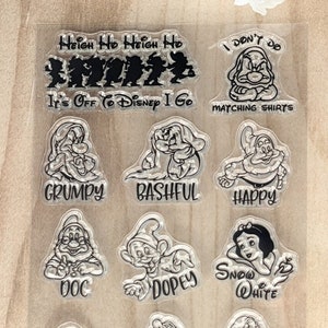 SEVEN DWARFS #4 Set di timbri decorativi/per album/cartoline/agende/progetti fai da te