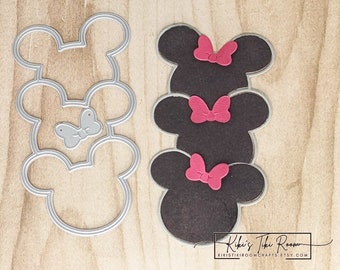 MOUSE STACHED Set Metall Skärformar / För Scrapbooks / Kort / Journaler / DIY Projekt