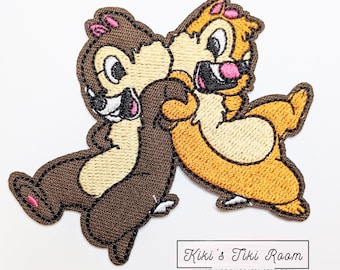CHIP 'n' DALE  Embroidered Iron On Patches/ Sew on Patch/For Scrapbooks /Journals/ DIY Projects