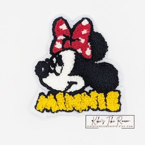 LARGE MINNIE Mouse Chenille Embroidered Patch/ Sew on Patch/For Scrapbooks /Journals/ DIY Projects