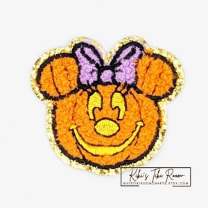 MINNIE PUMPKIN Chenille Embroidered Iron On Patch/ Sew on Patch/For Scrapbooks /Journals/ DIY Projects