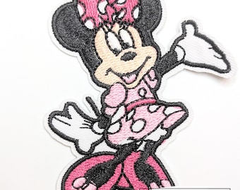 PINK MINNIE Mouse Embroidered Iron On Patches/ Sew on Patch/For Scrapbooks /Journals/ DIY Projects