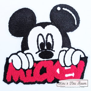 LARGE MICKEY Head Chenille Embroidered Patch/ Sew on Patch/For Scrapbooks /Journals/ DIY Projects